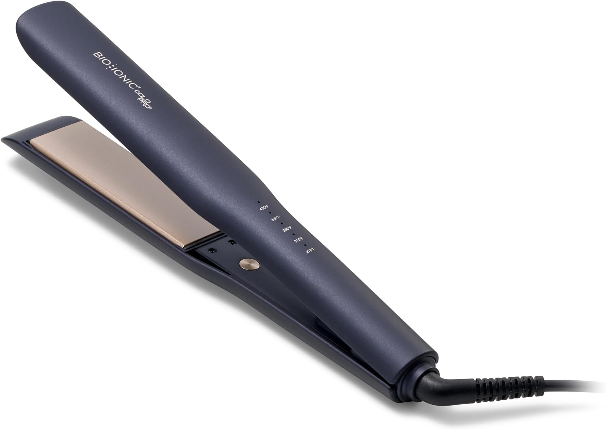 GoldPro Hair Straightener, Blue, Moisturizing Heat Technology & 24K Gold MX, Hair Straightening Iron for Sleek Styles & Flat Iron Curls, 40% Longer Plates, Adjustable Heat