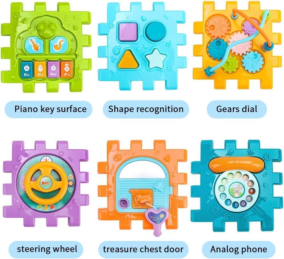 TIUDTOY Activity Cube Baby Toys 6 in 1 Multi-Purpose Educational Learning Cube with Music Activity Center Play Square Toy Gift for 18M+ Year Old Boy Girl (Activity Cube) 3