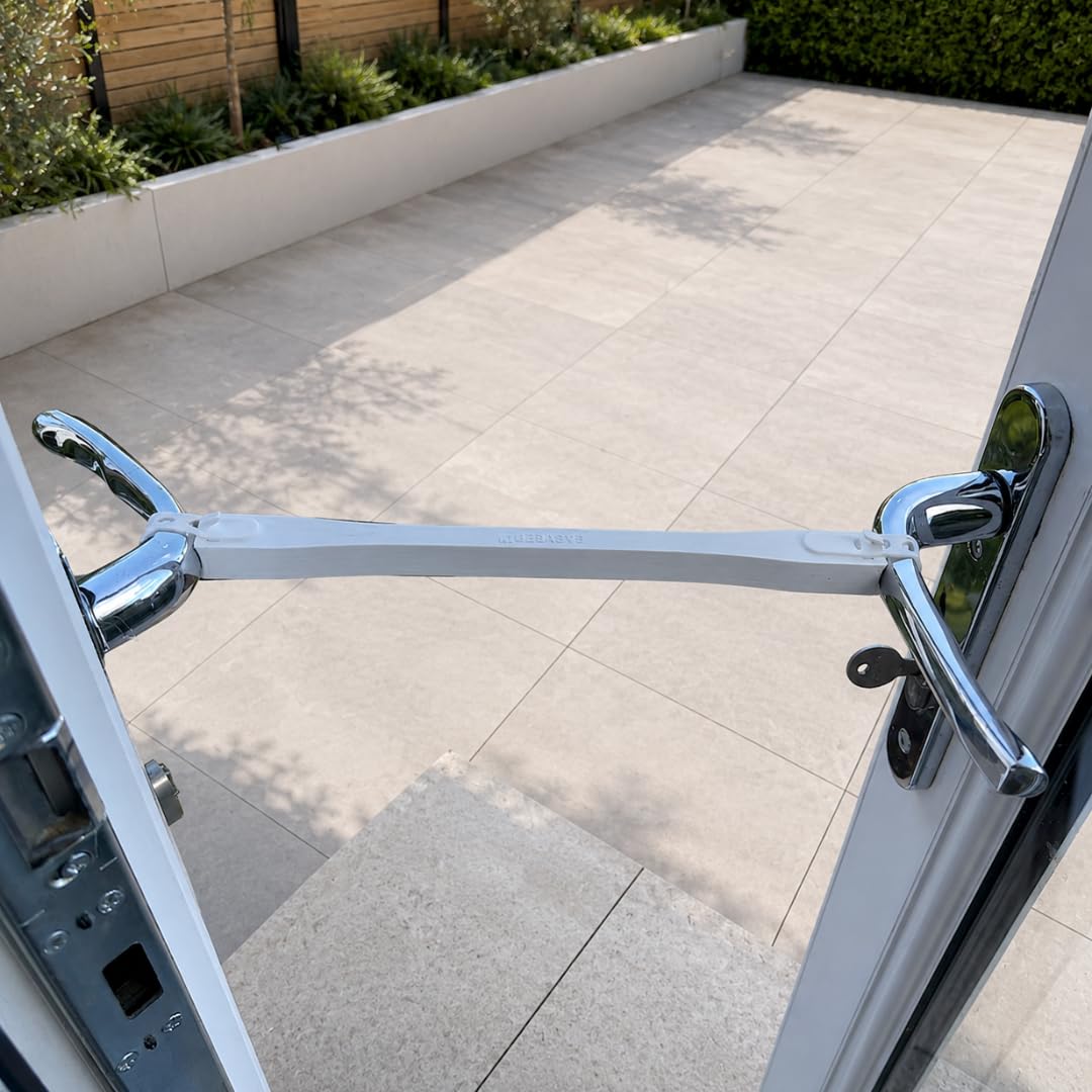 EASYREP French and Patio Door Holder - Adjustable Patio Door Holder, No-Drill Silicone Strap Restrictor for uPVC & Aluminium French Doors, Made in Britain - 24cm