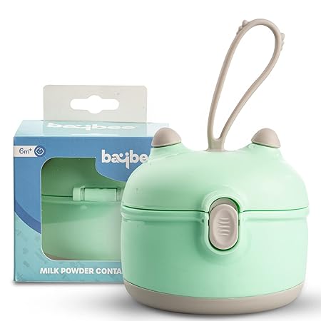 Baybee Portable Baby Formula Dispenser, Travel Milk Powder Formula Container with Scoop, Scrapers, Seal & Handle | Kids Snack Baby Food Storage Container | Milk Powder Dispenser for Baby (Green)