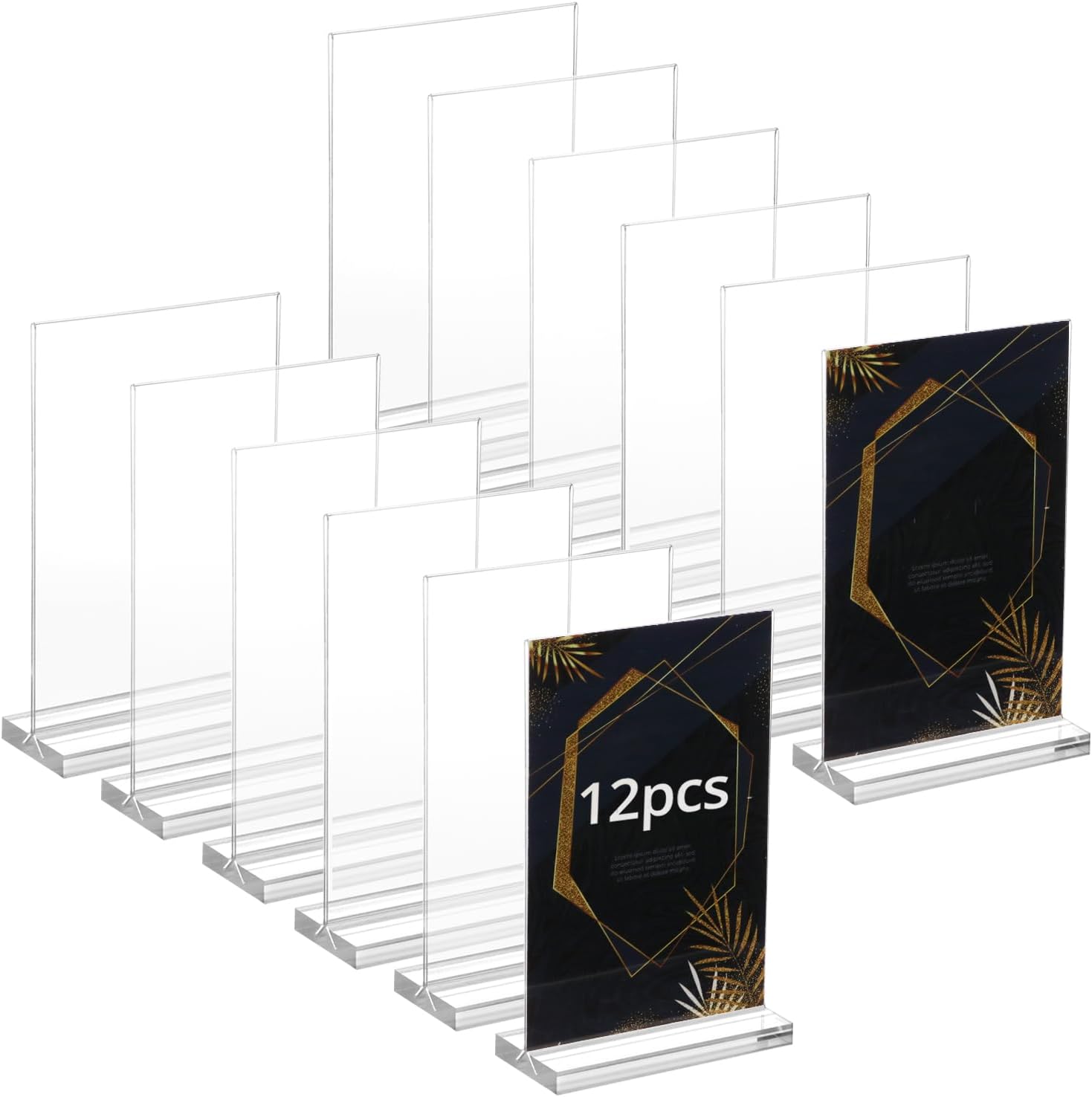 QWORK 4"x6" Acrylic Sign Holders - Double-Sided Display with Detachable Pedestal, 12-Pack Clear A6 Stand