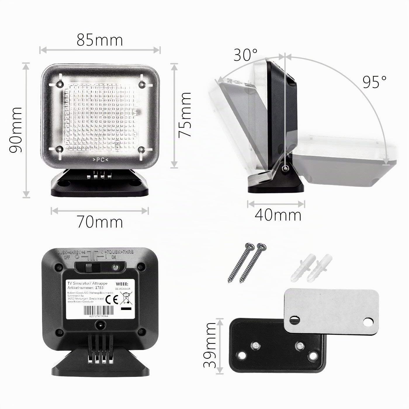 LED par Simulateur de téléviseur à lumière de simulation pour utilisation en tant que protection anti-vol, Home Security, de télévision imitation/faux TV, avec 12 LED et 3 programmes au choix, minuterie