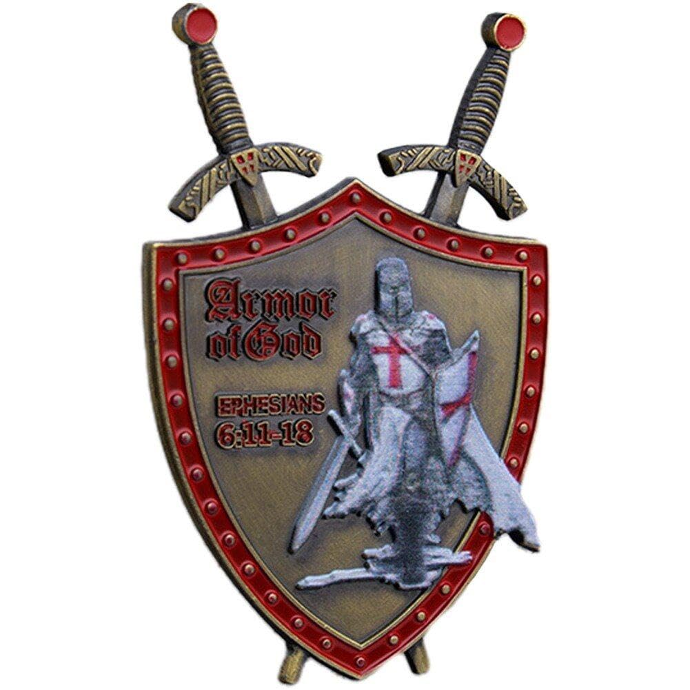 Hiyyfloy Of God Challenge Coin, Commemorative Military Souvenir Coins For Collectors, Knight Templar Shield Religious Pocket Prayer Token Of For Army, Navy, & Marine Veterans, Ephesians Gift
