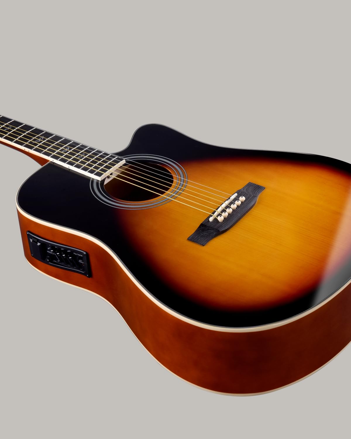Winzz Chitarra Acustica Elettroacustica 4/4 41 Pollici Kit con 12 Accessori Lucido Sunburst