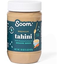 Soom Foods Premium Tahini 16oz (1 Pack) | Roasted &amp; Ground Sesame Seed Paste | Creamy Tahini for Dubai Chocolate, Hummus, Sauces | Vegan, Nut-Free, Gluten-Free, Kosher, Keto, Paleo, Whole30