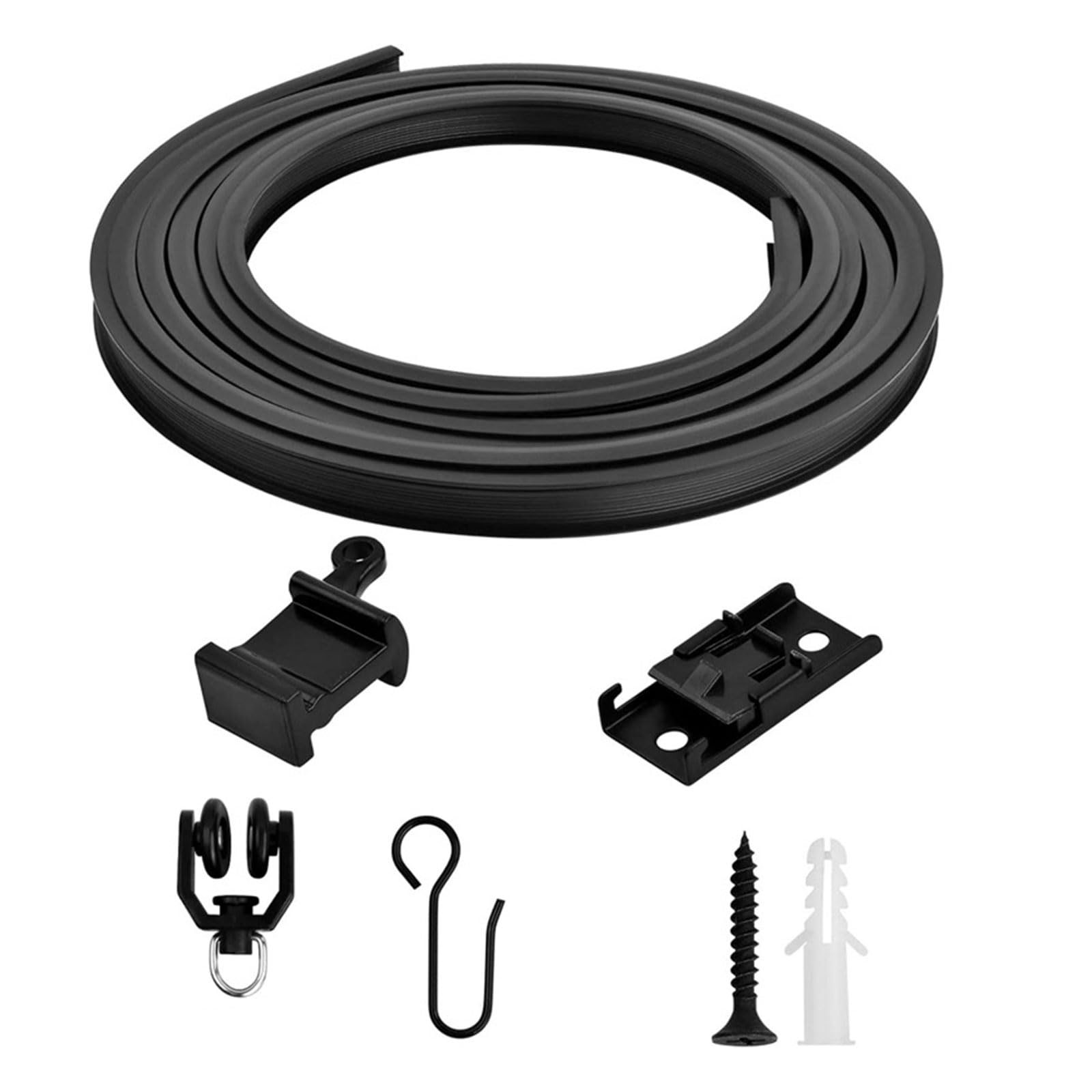 Uqezagpa Rieles de cortina flexibles personalizables de 3/4/5 metros, riel de techo con rodillos para una forma única de ventana y separación de habitaciones