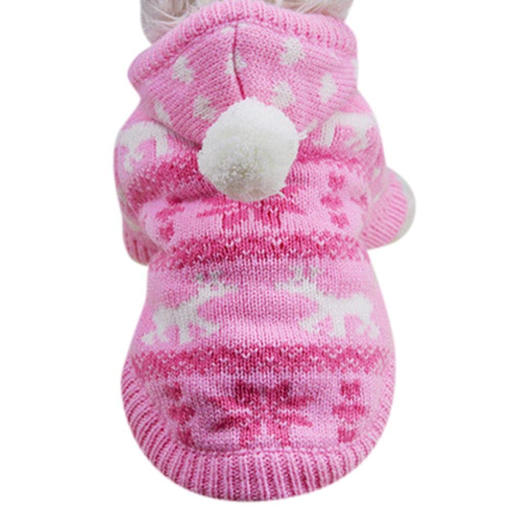 Mikey Store Knit Dog Hoodie Sweater Puppy Coat Clothes Small Warm Costume (Pink, XS)