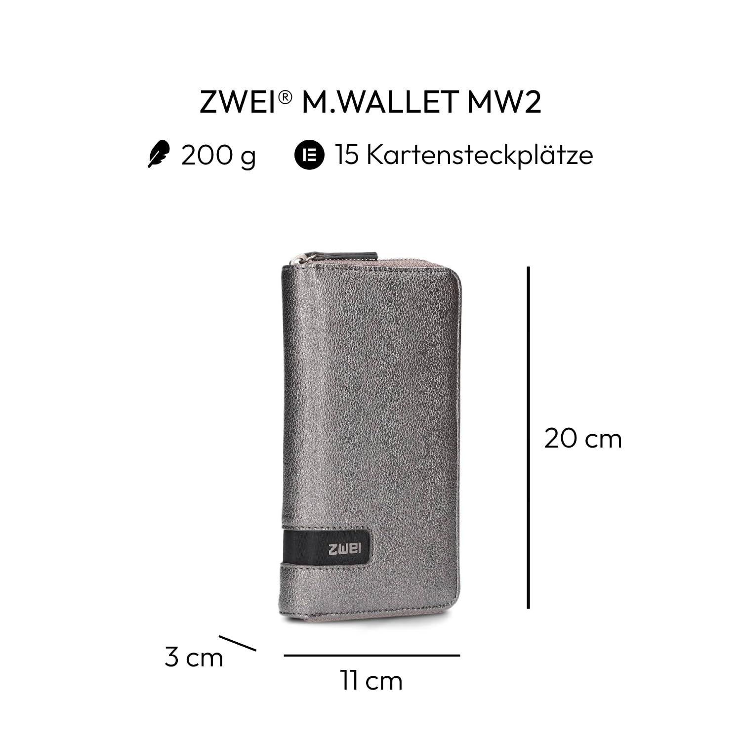 Zwei Große Damen Geldbörse M.Wallet MW2 Portemonnaie mit umlaufendem Reißverschluss, 15 Kartenfächern, 2 Scheinfächern, Münzfach & Sichtfach