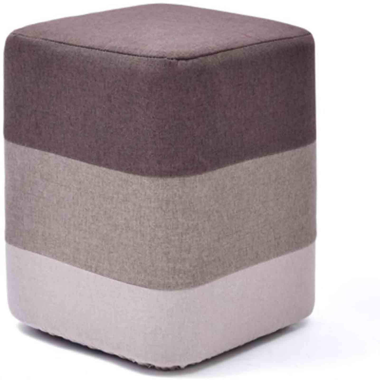 Repose-Pieds Rond en Coton et Lin Marron B | Tabouret Ottoman Portable avec Housse