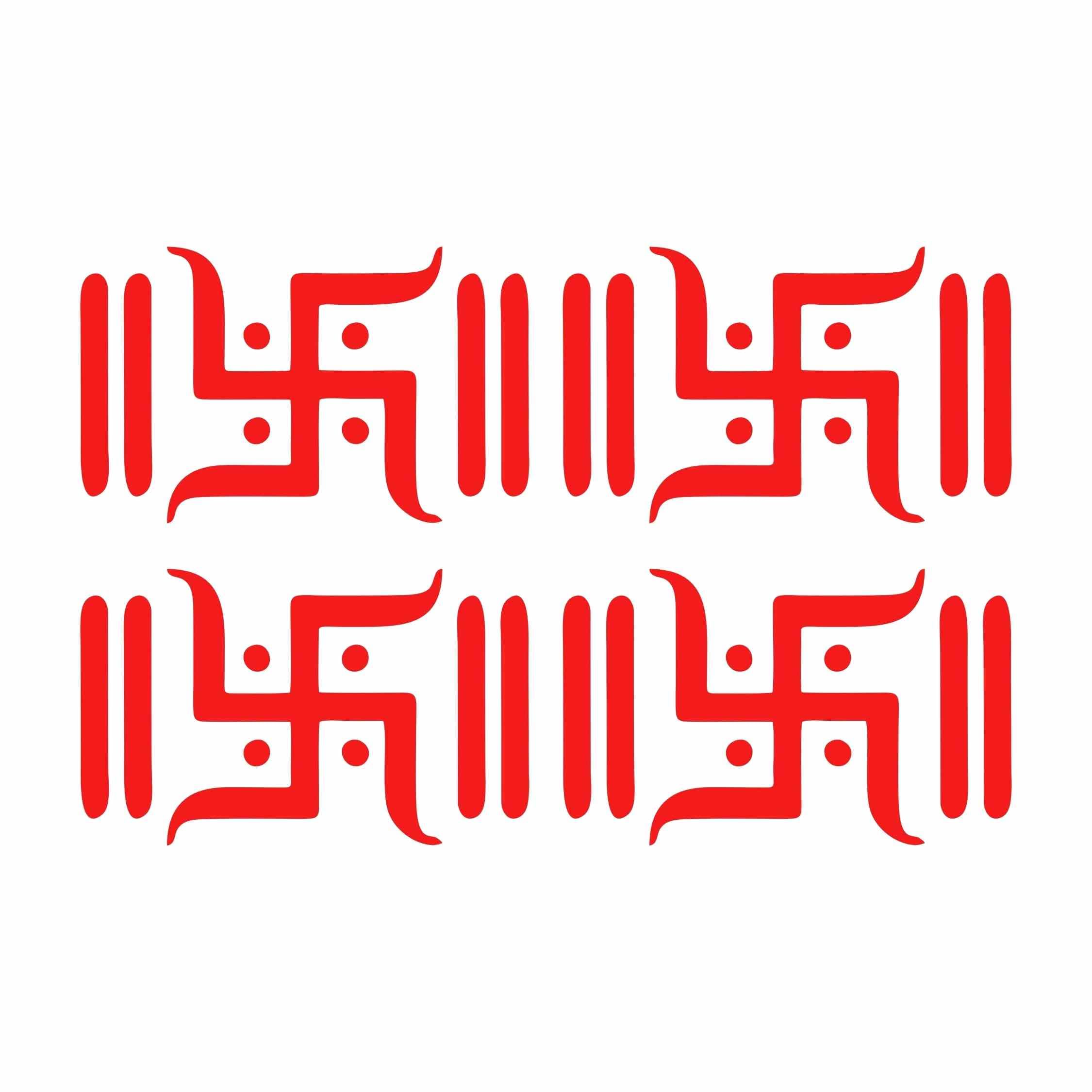 PriyAnkit Swastik Symbol Vinyl Wall Sticker – Self Adhesive Waterproof Decorative Sticker for Car, Bike, Laptop, Door, Home Temple & Wall - Red (4, Large)