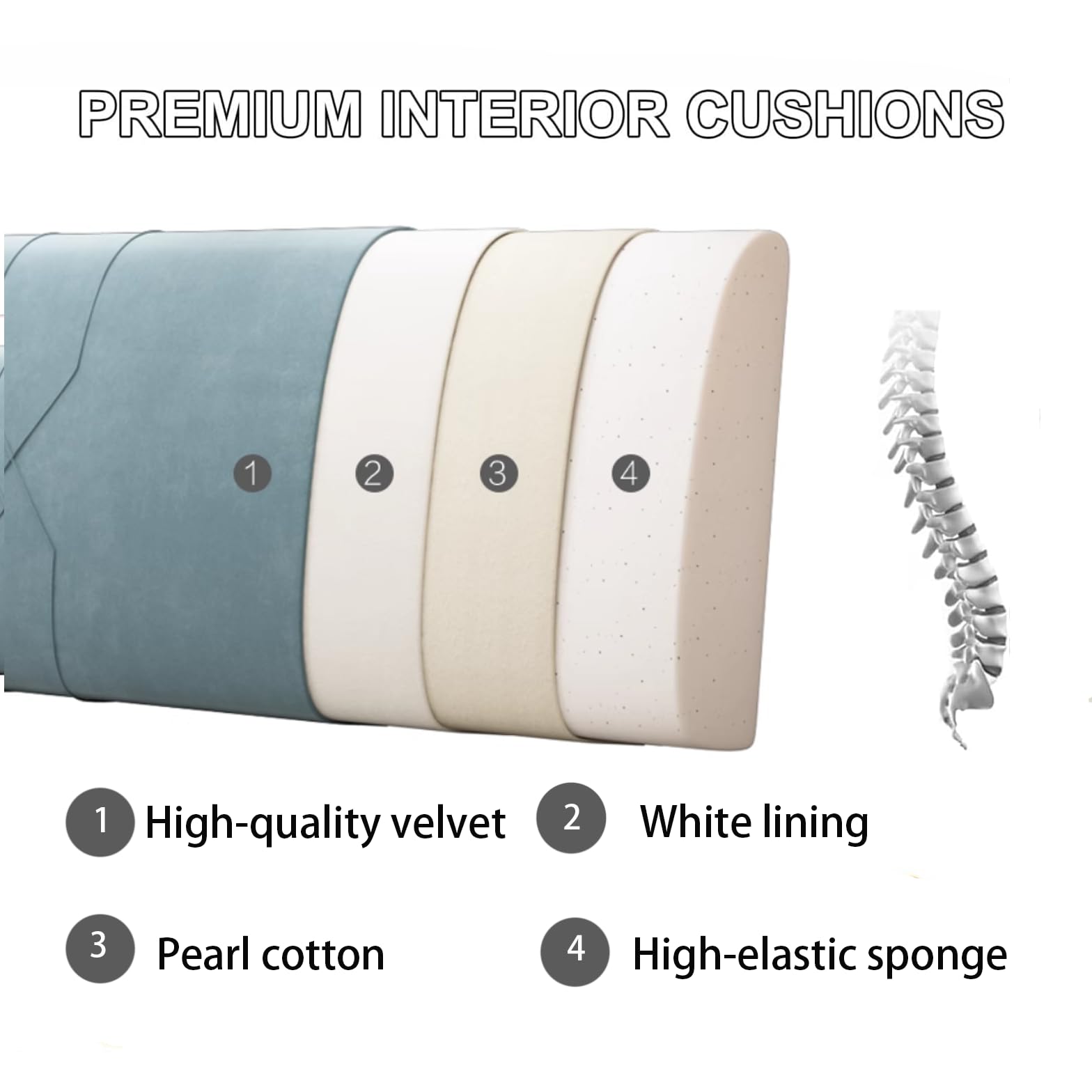 Housse de coussin pour dossier, housse rembourrée pour lit double, king size, coussin rembourré épais pour lit en bois/fer avec housse amovible