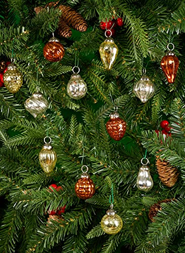 Serene Spaces Living Set Of 12 Mini Copper Mercury Glass Ornaments For Holiday Décor, Measures 1.5" Long And 1.5" Diameter #TOP3