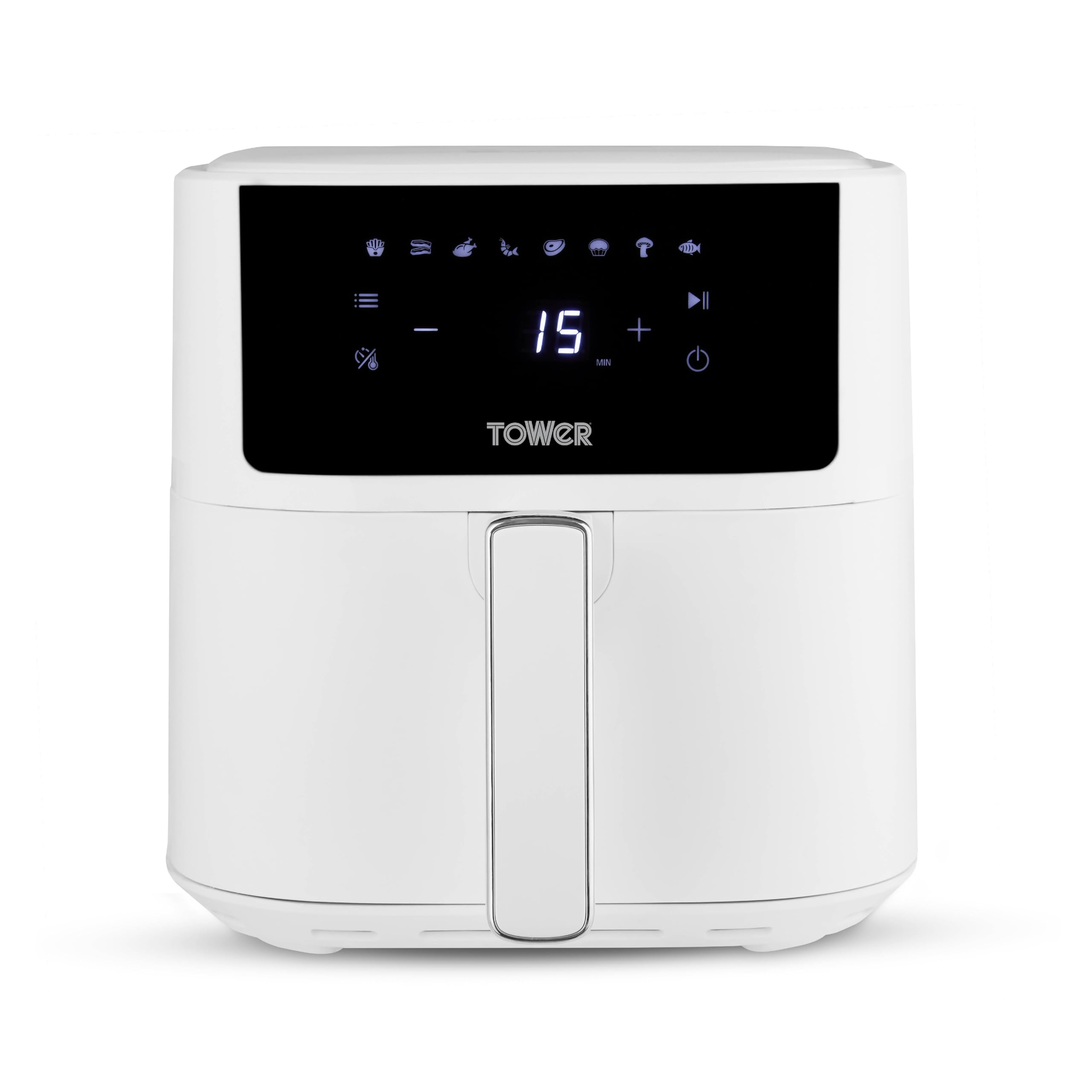 Tower Vortx Air Fryer with Digital Control Panel, 8 Pre-Set Cooking Functions, 1700W, 6L, White | Size: A