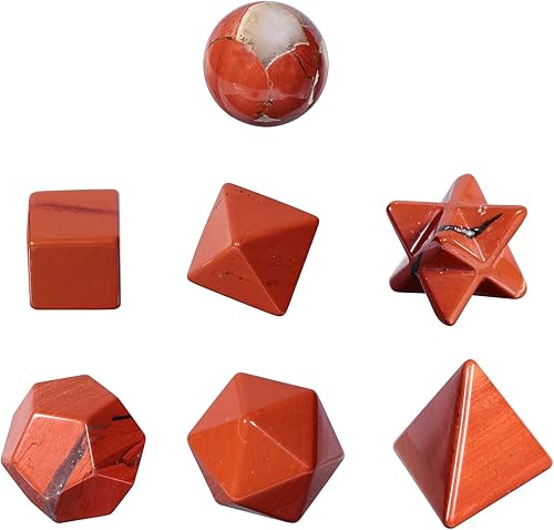 Miniatura 9 de mookaitedecor Juego de 7 piezas de geometría sagrada platónica de cuarzo rosa, piedras pulidas pulidas con estrella Merkaba para curación y