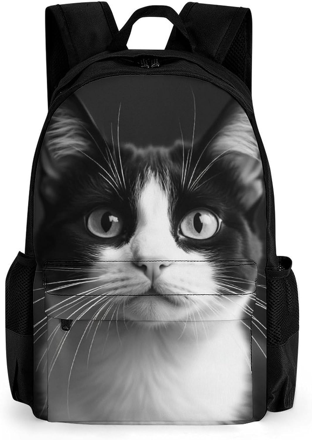 Fashion Backpack for Unisex Adult Laptop Backpacks with Adjustable Padded Straps Large Bookbag White And Black Cat Daypack