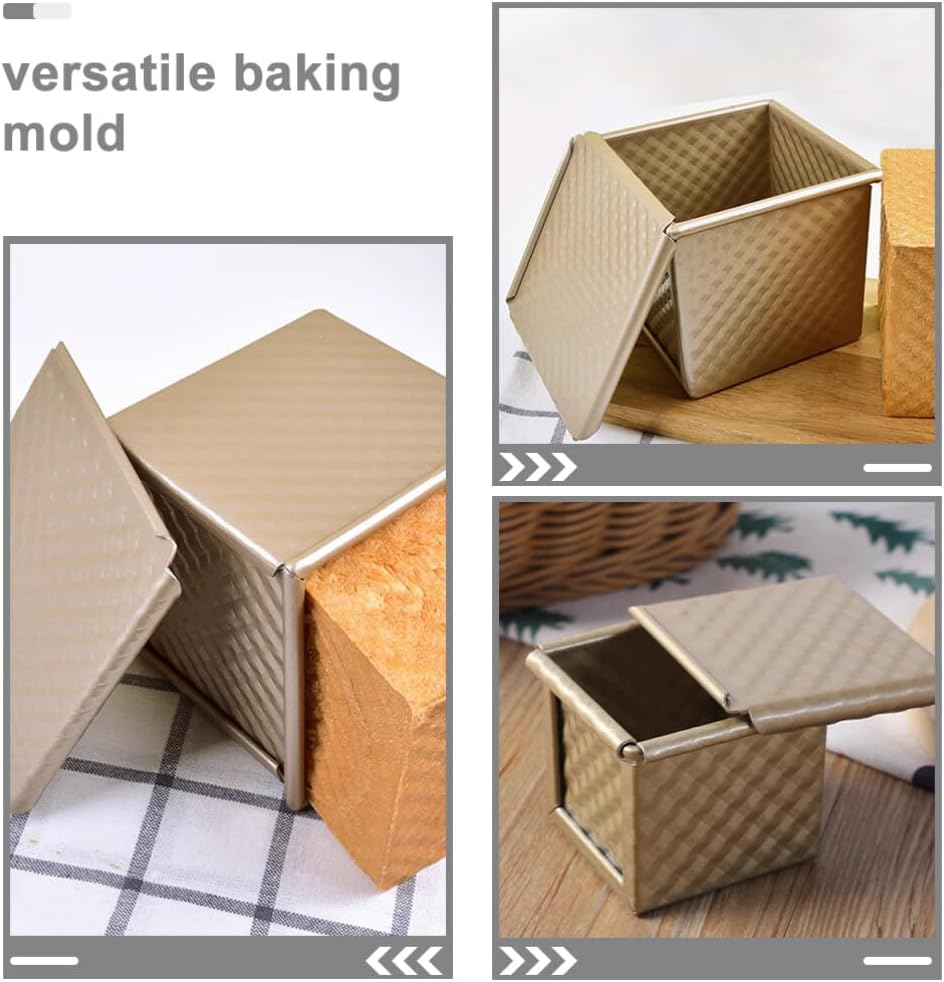 Kichvoe Square Loaf Pan with Lid Non-Stick Aluminum Baking Mold for Bread Toast Cake Pullman Style Cube Shape Baking Pan for Home Kitchen Bakeware 3.14 X 2.48 X 2.48 in