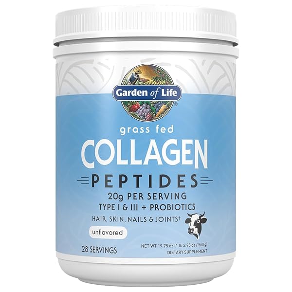 Garden of Life Grass Fed Collagen Peptides Powder Unflavored Collagen Powder for Women Men Hair Skin Nails Joints, Hydrolyzed Collagen Protein Supplements, Collagen for Women & Men, 28 Servings