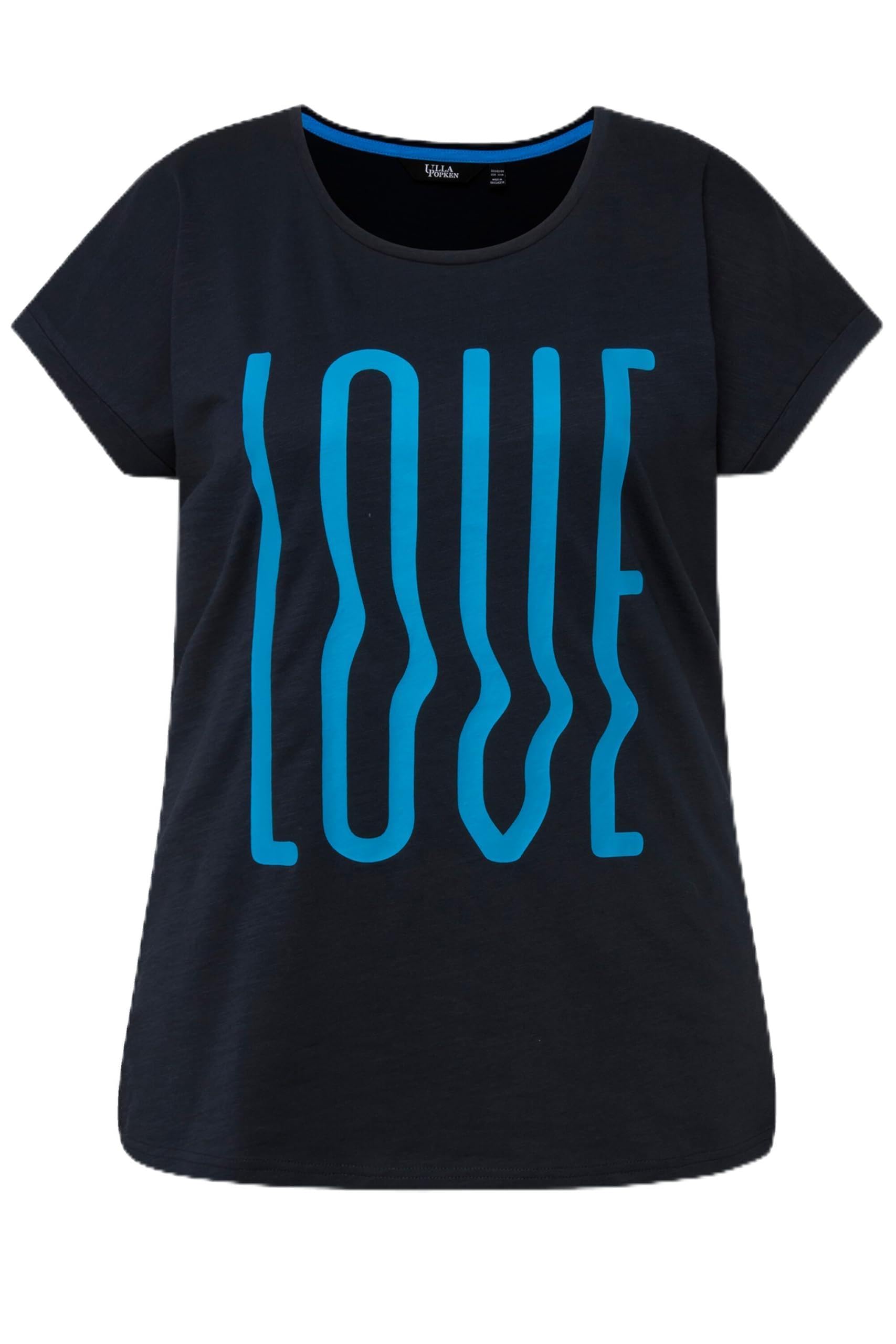 Ulla Popken, Damen, große Größen, T-Shirt mit Schriftzug Druck, Oversize Dori