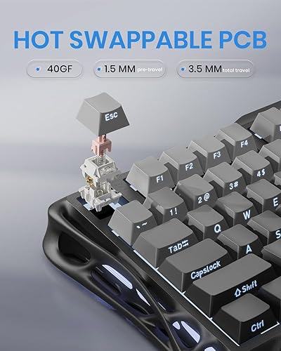 Vista 3 de GravaStar Mercury K1 75% Wireless Mechanical Gaming Keyboard, with Mercury M1 Pro Wireless Gaming Mice