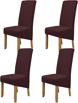 MIFXIN Dining Chair Cover Set of 4 Stretch Jacquard XL Size Dining Chair Slipcovers Large Removable Washable Dining Room Chair Protector Home Wedding Party Banquet Hotel Decor Brown
