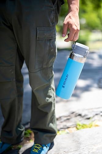 Miniatura 7 de Stanley Quick Flip GO - Botella de agua de 24 onzas, tapa de botón, a prueba de fugas y plegable para viajes y deportes, acero inoxidable aislado