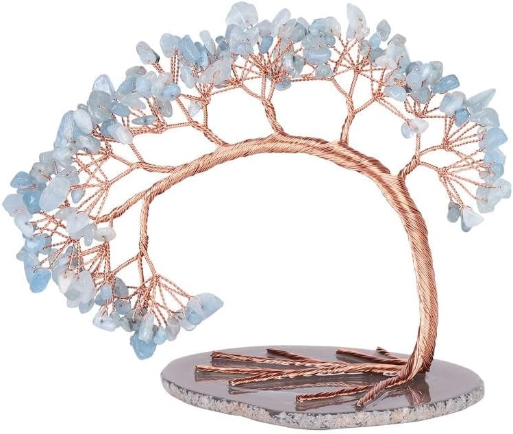 Miniatura 2 de Árbol de cuarzo de cristal natural hecho a mano con piedra bonsái sobre base de ágata geoda, Feng Shui, decoración de escritorio para la salud y la