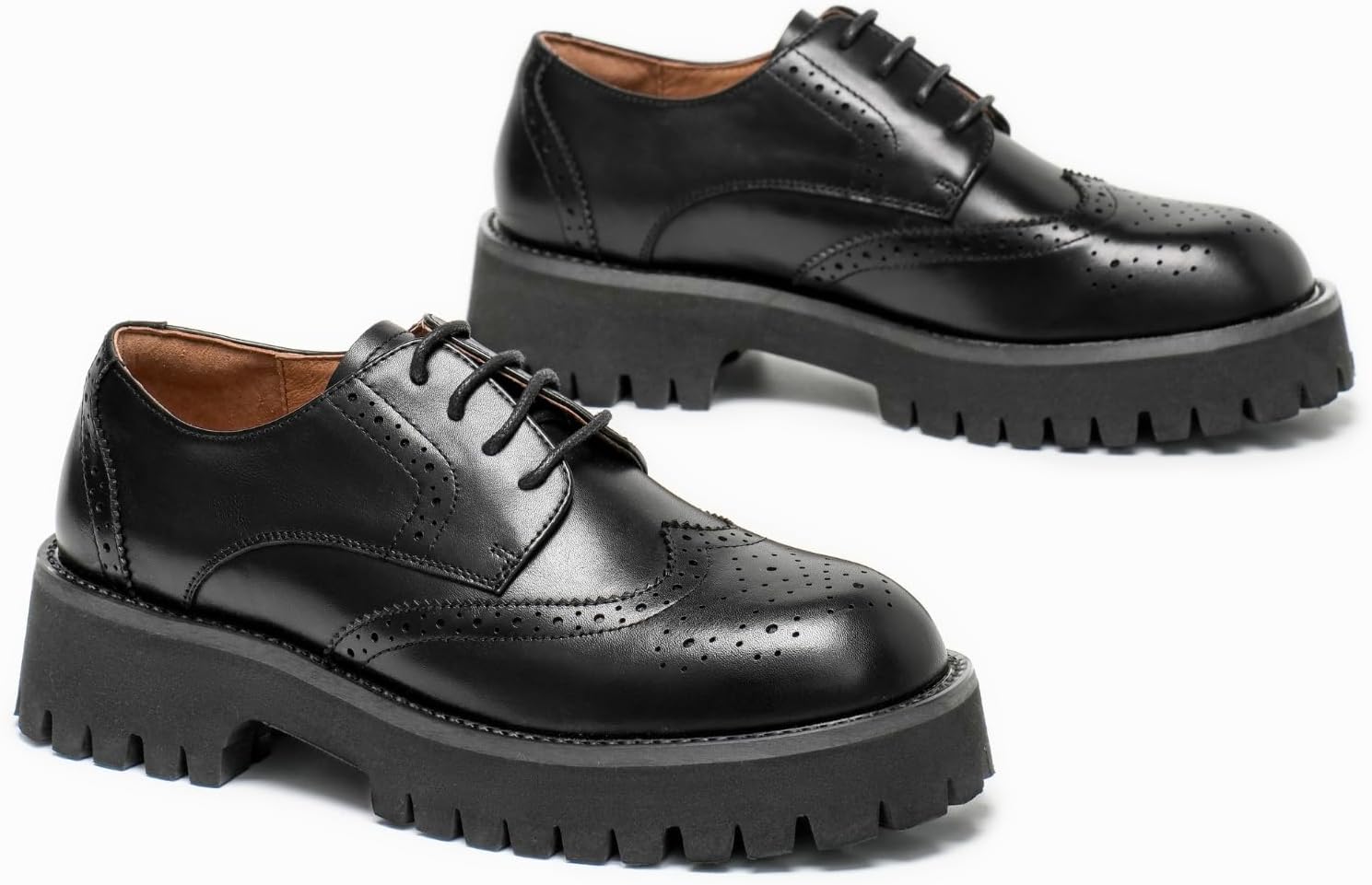 BEAU TODAY Platform Oxfords for Women, Oxford Shoes for Women, Chunky Leather Lace Up Oxford Shoes, Casual Comfort Business Work Office Dress Shoes - Image 6
