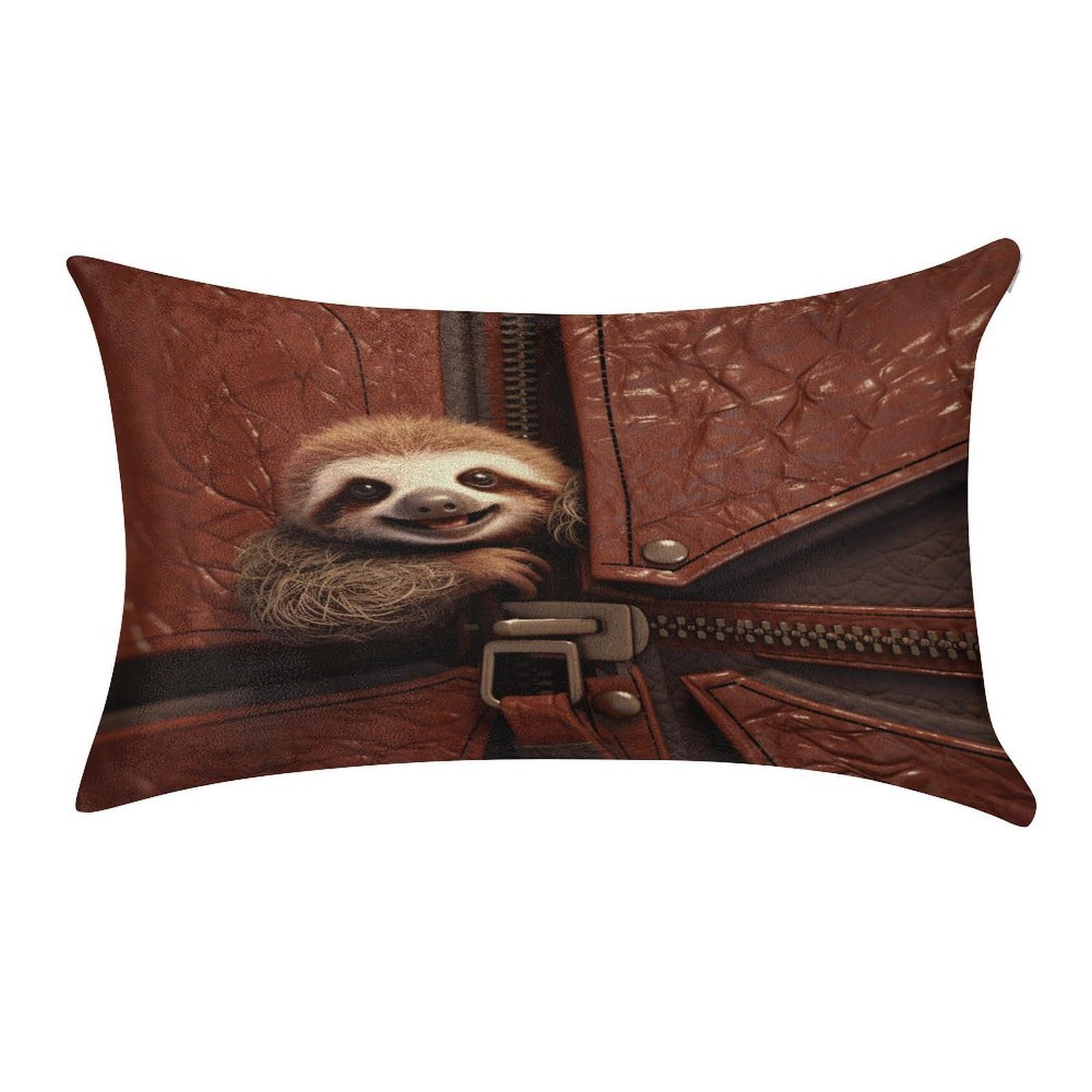 VstaDank Sloth on Zipper Pillow Covers Rectangular Cushion Case Cozy Decorative Throw Pillowcase Luxury Lumbar Pillow Shells with Zipper Soft Velvet Pillows Shams 12 X 20 in