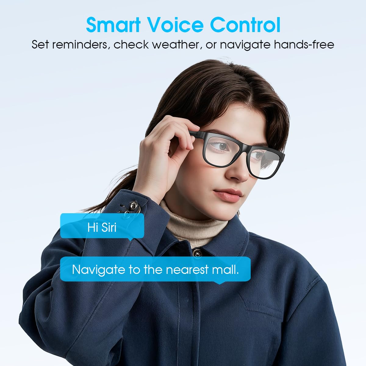 Occhiali intelligenti Bluetooth, occhiali con blocco della luce blu per uomini e donne, microfono e altoparlanti integrati, occhiali wireless intelligenti per ufficio/lavoro, filtro della luce blu