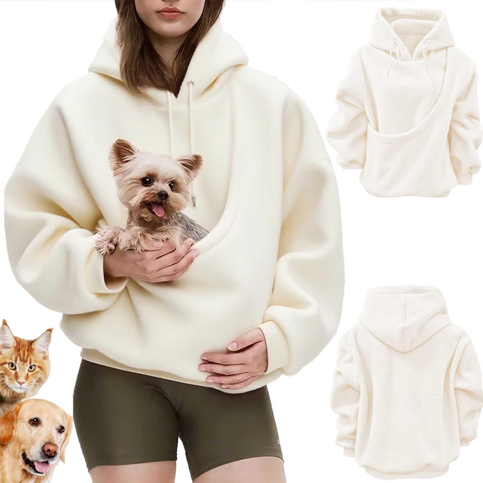 Kokopaws Pet Sling Hoodie, Koko Paws Hoodie Carrier, Ultra Soft Warm Carrier Sweatshirt - Skin-Friendly (White XXL)