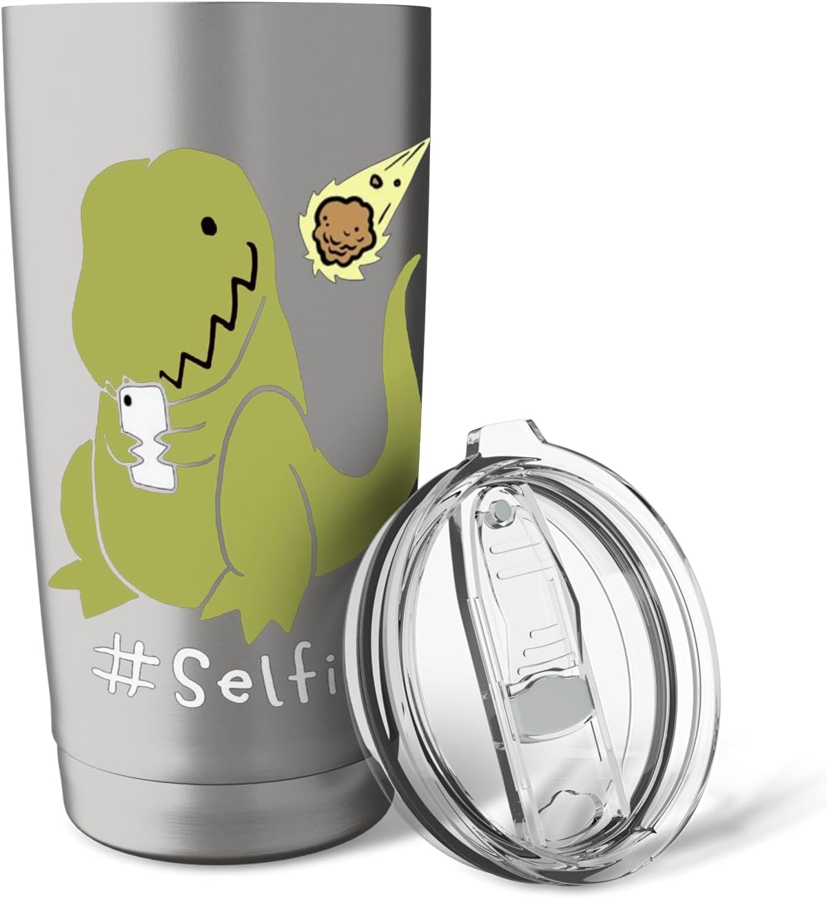 T-Rex Taking Selfie Dinosaur Dino Cool Cute Humorous Funny Stainless Steel Insulated Tumbler image 5