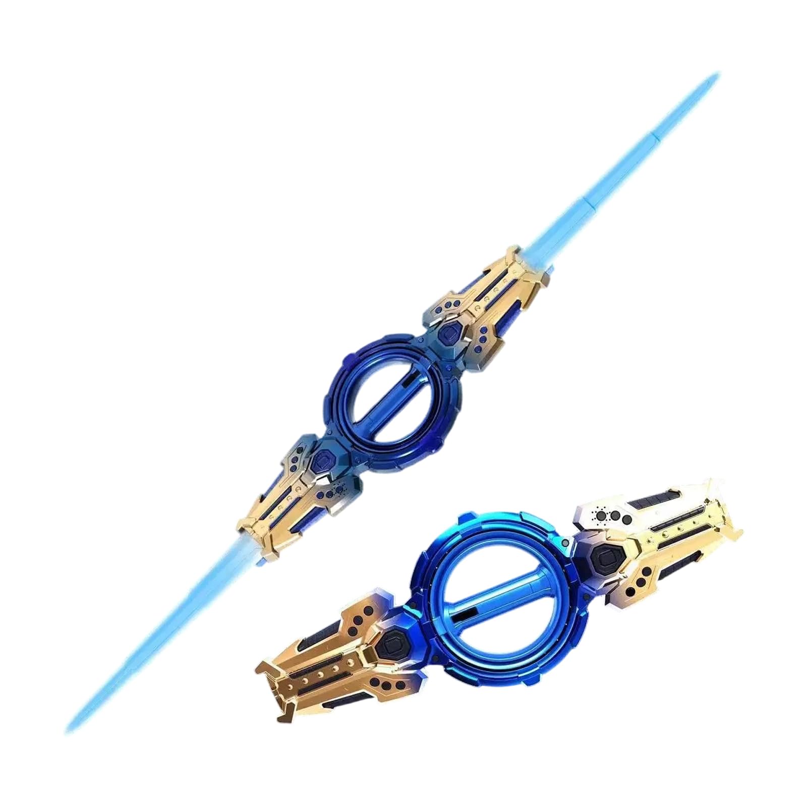 LED Light Up Sword for Kids, Double-Ended Telescopic Light Sword, Fire Spin Glowing Toy Sword, Costume Accessory for Cosplay, Rave Parties, Festivals and Role Play (Blue)