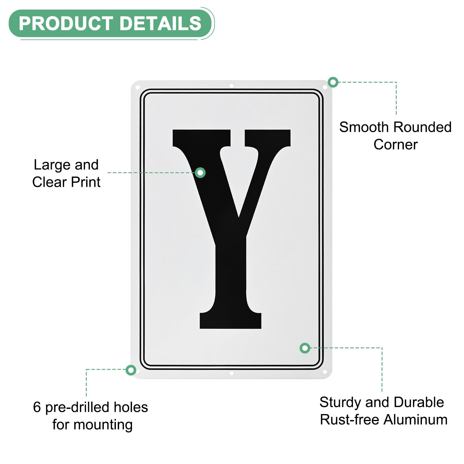 M METERXITY Aluminum Letter Sign Y, 11.8 Inch House Numbers and Metal Letters, Parking Spot Letter Signs - Image 2