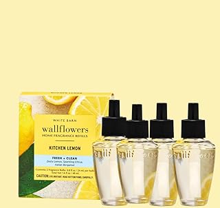 White &Barn Wallflowers Kitchen Lemon Home Fragrance Refills, Fresh & Clean Scent, 0.8 fl oz, 4-Pack