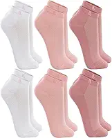 Kit 3 Meia Cano Baixo Curto Esportiva Algodão Punho Soft Feminina Adulto, 1 Branco - 1 Bubble Gum - 1 Malva, M (37-40)