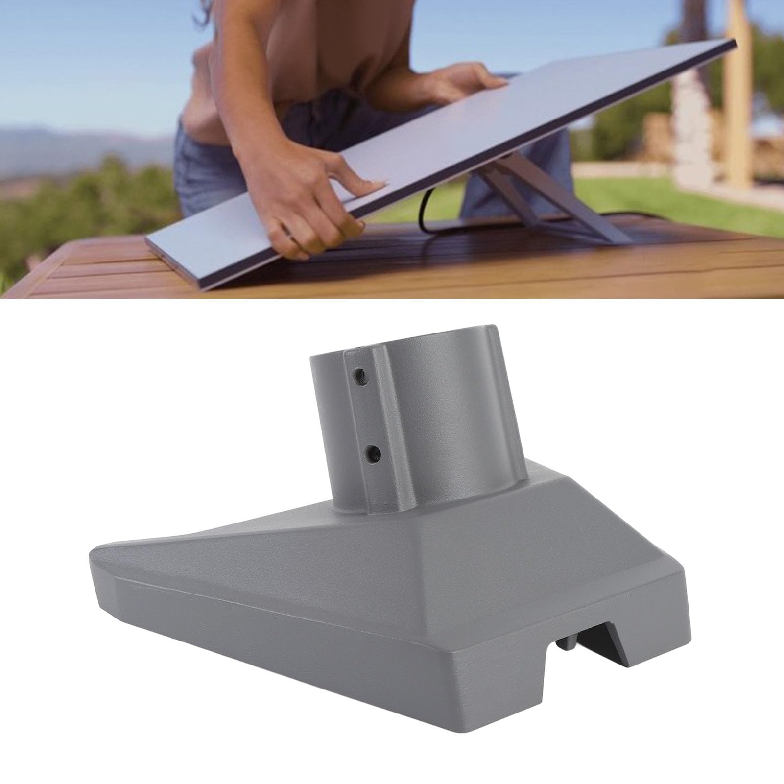 Adaptateur de Tuyau Satellite, Support de Montage Réglable en Alliage d'aluminium à Rotation à 360 Degrés, Support de Base Large avec Stable, Idéal pour Poteau de 2,1 Pouces (GRAY)