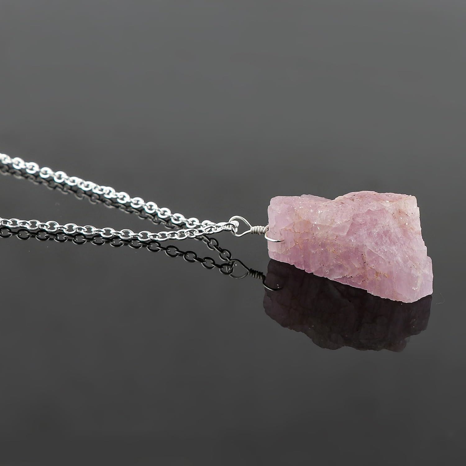 Raw Gemstone Pendant Necklace for Women |Natural Healing Crystal Rough Pendant 15–25 Carat | 8–14 mm Stone |Silver Plated Chain 16+2 Inch Adjustable | Gift Jewelry - Image 2