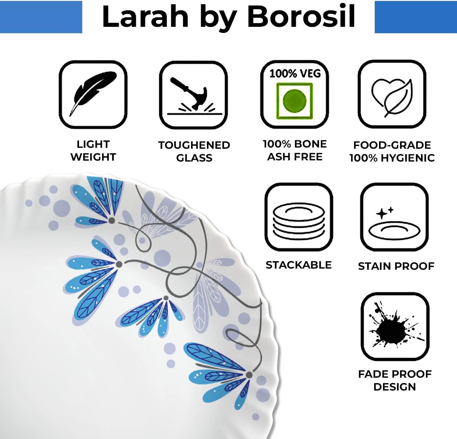 Borosil Gourmet Dinnerware Set For 6, 19 Pieces, White Dinner Plates and Bowls Sets, Chip Resistant Tempered Opal Glass, Stain Resistant, Dishwasher & Microwave Safe Dinner Set For Gifting, Serves 6