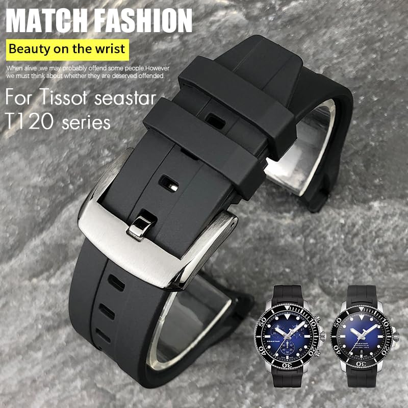 Bracelet silicone Tissot Seastar orange pour plongée et sport