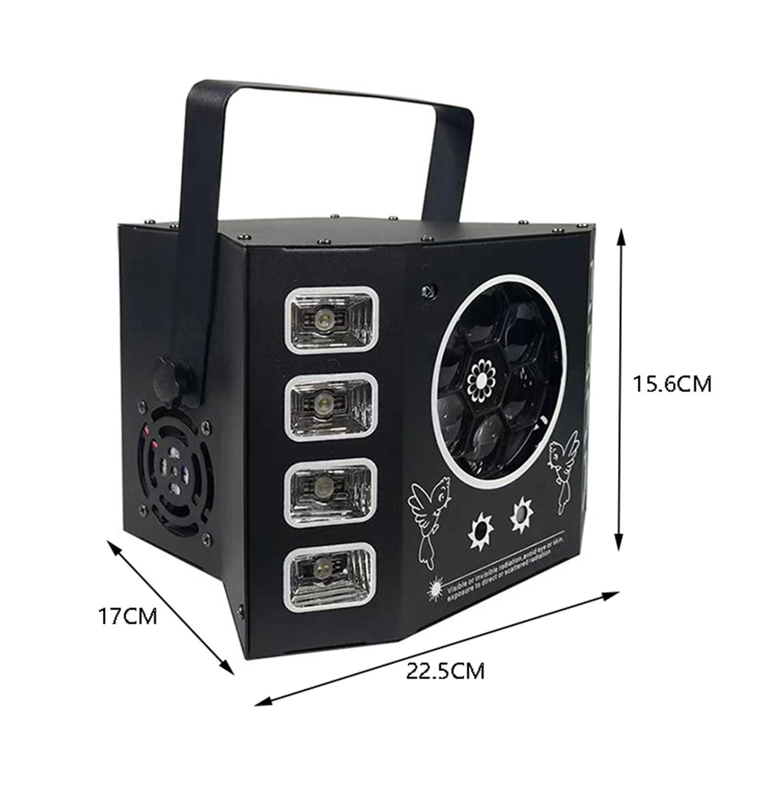 DJ Disco LED 4 w 1 efekt oświetlenia scenicznego pszczoła oko UV czarne światło stroboskopowe wesele impreza świąteczna lampa aktywowana dźwiękiem Na imprezy i do klubów(No Remote)