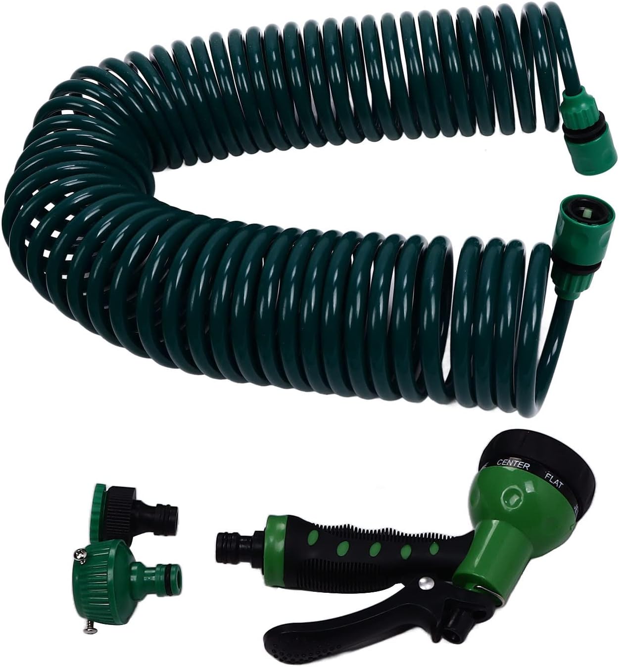 Coil Garden Water Hose 15m/49.2ft EVA 7 Modes, Telescopic Spring Tube for Watering Plants Gardens Lawns with Garden Accessories, for Garden Irrigation, Garden Watering, Car