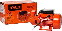 Bomba D’água Periférica Foxlux – 1/2 CV (370 watts) – 220 V – 2400 litros/hora – Hm: 30mca – Hs: 7mca – Metal – Laranja
