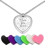 Heat Essential Oil Diffuser I Love You 3000 Necklace - Stainless Steel Essential Oil Diffuser Necklace Air Freshener Aromatherapy Locket Pendant Necklace with Chain&Pads