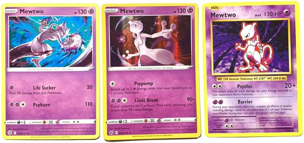 Pokemon Mewtwo - Pok mon 3 Card Set - Evolutions/Crown Zenith/Brilliant Stars - 059/159-51/108