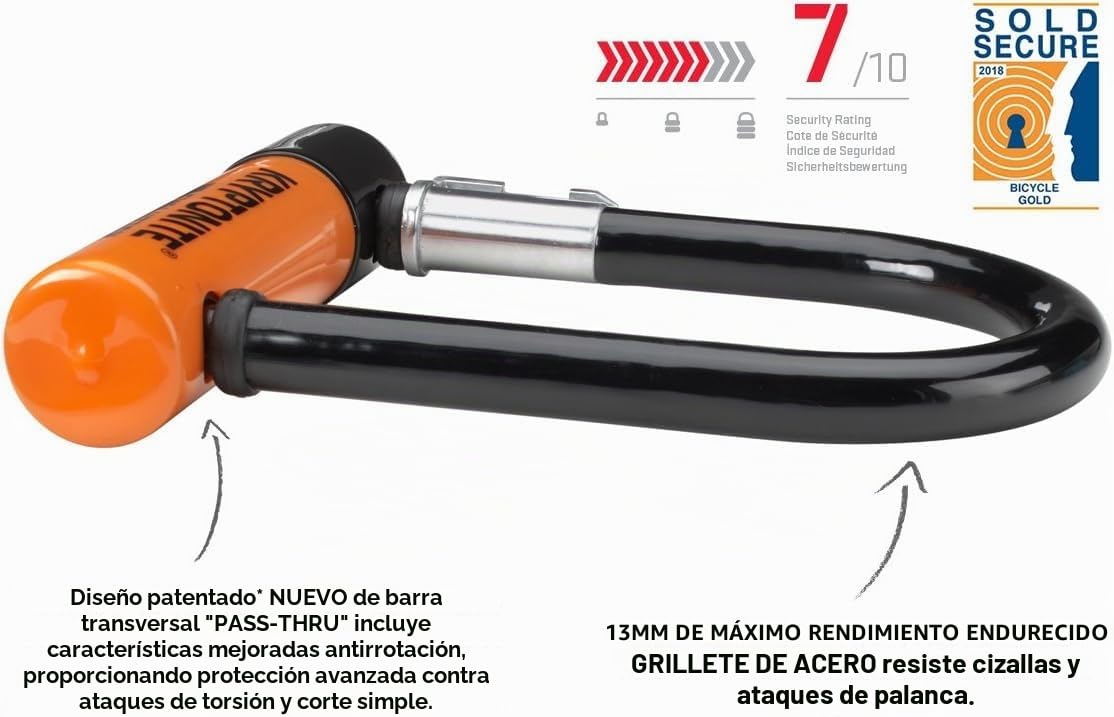 Kryptonite Evolution 5 antirrobo para adulto, Negro/Naranja
