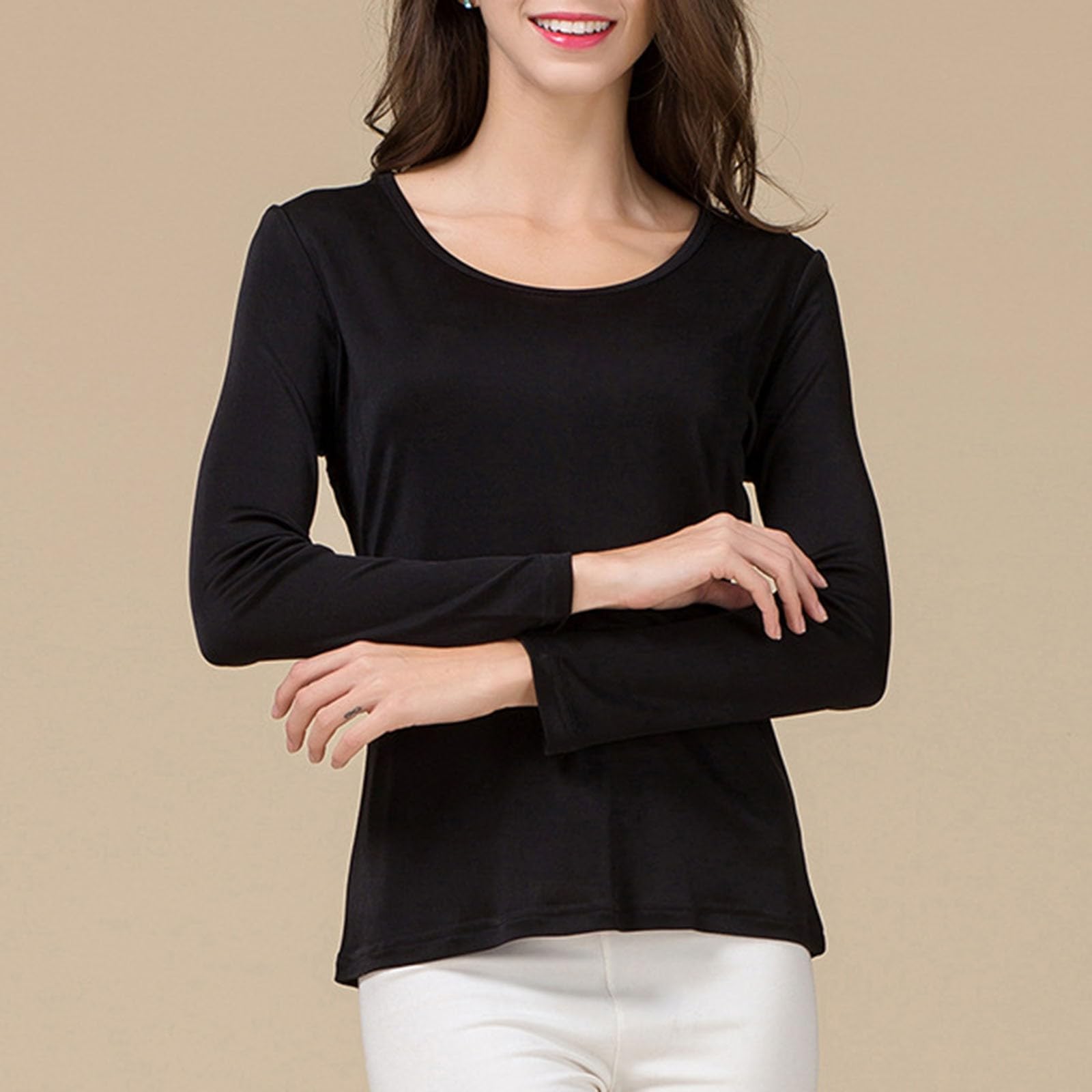 Blouse Femme Chic Et Élégant Pull tricoté Double en Soie pour Femme, Grande, Chemise à Enfiler Top Noire Casual Tee Shirt Tunique Chemise Élégante Shirts Blouses