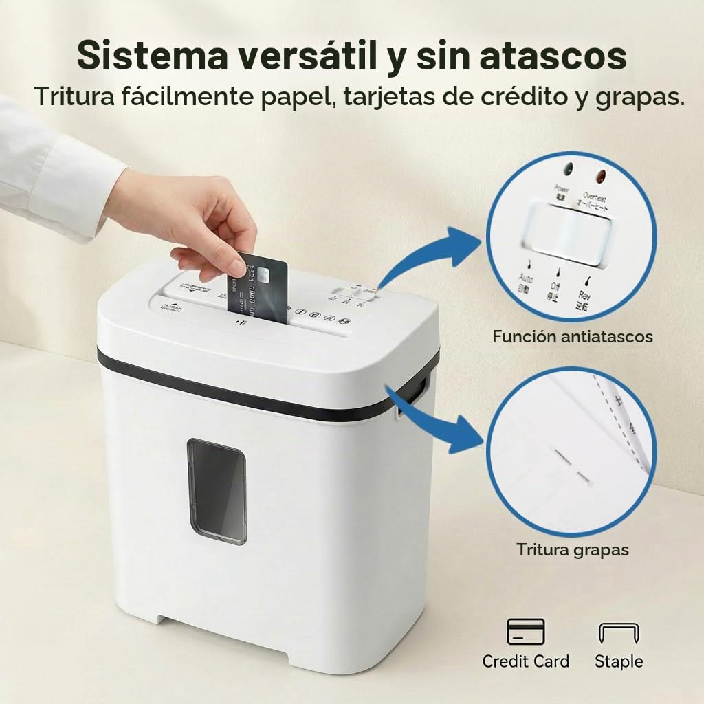 Trituradora de Papel Profesional Oficina: 14 Hojas P-4 60 Minutos Continuos Destruye Tarjetas de Crédito/Documentos/Grapas Papelera 21L Silenciosa para Casa Escuelas Hospitales Empresa