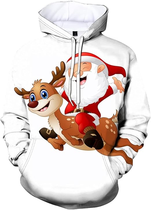 Générique Noël Sweat à Capuche Homme Pull De Noel En Polaire