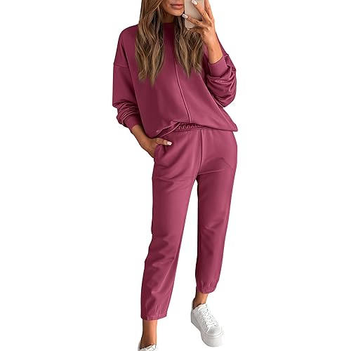 BTFBM 2024 Women 2 Piece Outfits Long Sleeve Pullover Jogger Pants Lounge Sets Fall Winter Sweatsuits Tracksuit Pockets