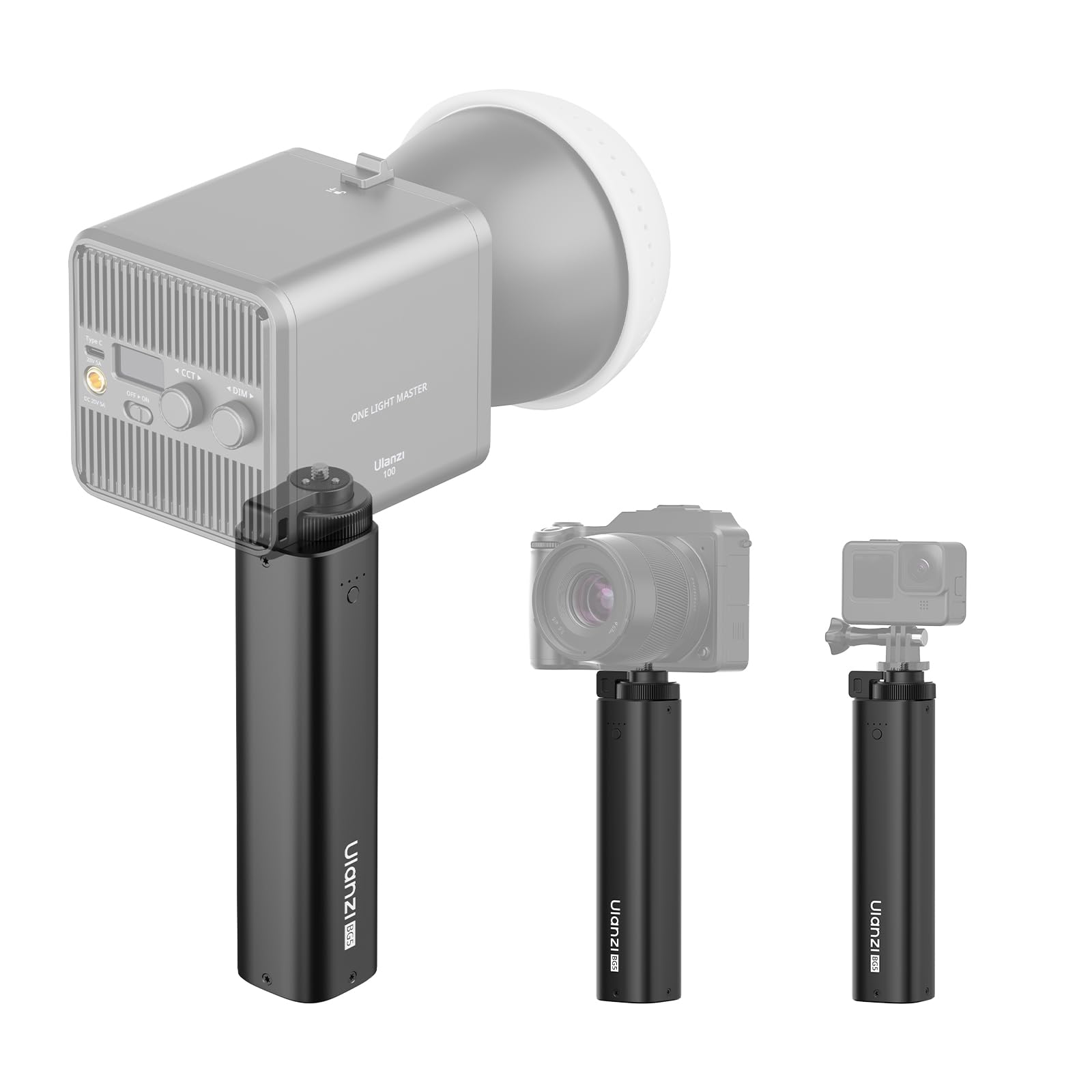 ULANZI BG5 Camera Battery Grip &amp; 92.16Wh Portable Power Bank — 100W PD Fast Charge, Dual 1/4" Mounts, Powers Sony/Canon/Nikon Mirrorless, LED Light, Drone, Laptop for Vlog, Live Stream &amp; Travel